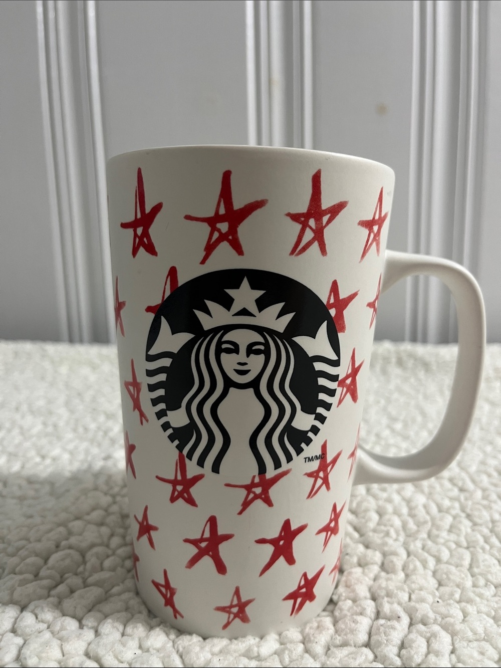 Starbucks White Mug with Red Star Motif